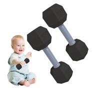Dumbbell Toy Set - 2 Piece Exercise Weight Toy, Sensory Teether Rattle | Lightweight Dumbbell With Textured Grip Design, Kids Fitness Play Gym Teething For Infant Development