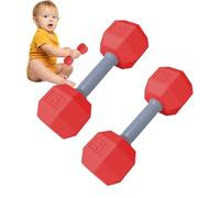 Dumbbell Toy Set - 2 Piece Exercise Weight Toy, Sensory Teether Rattle | Lightweight Dumbbell With Textured Grip Design, Kids Fitness Play Gym Teething For Infant Development