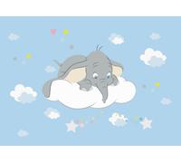 Dumbo Murale Disney Elefante Vivaio Unisex Blu Camera 160x110cm Carta da Parati