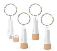 Dumcuw Luci per Bottiglia 20 LED, Ricaricabile USB, con Tappo in Sughero, Modello 2024, a Batteria, Ideale per Natale e Decorazioni Festive