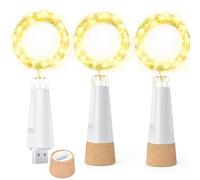 Dumcuw Luci per bottiglie, 20 luci LED a batteria, ricaricabili tramite USB, 2024, con tappo in sughero, per decorazioni natalizie