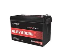 Dumfume 12V 300Ah Batteria al Litio LiFePO4-15.000 Cicli Profondi, BMS 200A, 3840W Per Accumulo Solare, Alimentazione di Emergenza, Camper, Campeggio & Applicazioni Off-Grid