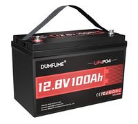 Dumfume Batteria al Litio 12V 100Ah LiFePO4 (1,28kWh) - Gruppo 24, BMS 100A, 15.000 Cicli, Alta Densità Energetica - Per Camper, Motori per Pesca, Solare e Applicazioni Off-Grid