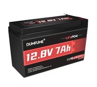 Dumfume Batteria LiFePO4 al Litio 12V 7Ah - 2000+ Cicli, BMS 7A Integrato, 86,9W Per Piccoli Inverter, Rilevatori di Pesci, Illuminazione Solare, Campeggio