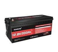 Dumfume Batteria Litio 12V 200Ah, Capacità di 2560Wh, BMS 200A Integrato, Oltre 6000 Cicli, Durata di Vita 10 Anni, Batteria LiFePO4 Ideale per Camper, Solare, Accumulo di Energia Domestica
