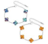 DUMGAR 2 Pezzi Bracciale Donna con Quadrifoglio, Alla Moda, Idee Regalo Donna Mamma Amica Sorelle Regali Natale Regalo Compleanno Anniversario San Valentino per Lei