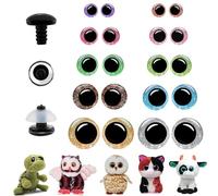 Dumhuts 20 Pezzi Occhi di Sicurezza Glitterati per Animali all'Uncinetto 12/14/16/18/20mm, con Rondelle Multicolori, Occhi in Plastica 3D, Accessori Fai da Te per Animali all'Uncinetto