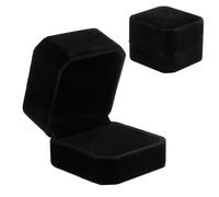 Dumhuts Scatola per Anelli in Velluto Nero, Elegante Custodia per Gioielli, Ideale per Proposte di Fidanzamento e Cerimonie Nuziali, Dimensioni Compatte 5.4 x 5 x 3.9 cm, Design Semplice e Raffinato
