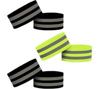 Dumhuts Set di 6 fermagli per pantaloni da bicicletta, materiale elastico, sicurezza visibile durante il ciclismo e il jogging, colore verde fluorescente e nero