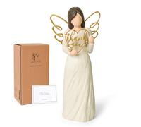 DUMING-IN Statuette di Angelo Scolpite Dipinte a Mano per Insegnanti, Colleghi, Amici e Badanti, Regalo di Ringraziamento per Donne, Collezione Figurine Angelo, Modello LV-THANKYOU, Colore Bianco