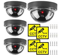 Dummy Fotocamera: 4 pezzi Fake Sorveglianza Telecamera CCTV con Luce LED Lampeggiante Telecamera di Sicurezza Dome Telecamera di Sorveglianza Dome Fake Fine Fotocamera Dome Camera per Interni ed