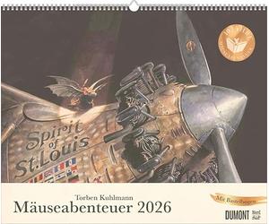 DUMONT - 2026 - Calendario da parete per bambini, formato orizzontale, 52 x 43 cm, con illustrazioni di Lindbergh, Armstrong, Edison, Einstein & Earhart: Torben Kuhlmann