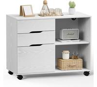 DUMOS Cassettiera con 3 cassetti e 2 scomparti aperti, per ufficio, ufficio, scrivania, armadietto, adatto per camera da letto, ufficio (bianco)