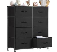 DUMOS Cassettiera per camera da letto con cassetti in tessuto, organizer alto per vestiti, armadio, cameretta dei bambini, con struttura in metallo, pannello in legno leggero