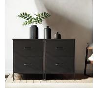 DUMOS Cassettiera per camera da letto con cassetti in tessuto, organizer alto per vestiti, armadio, cameretta dei bambini, con struttura in metallo, pannello in legno leggero