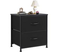 DUMOS Comodino piccolo comò con 2 cassetti in tessuto, tavolini per camera da letto, comodino, comodino alto 50,8 cm, per ingresso, dormitorio universitario, nero classico