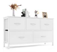 DUMOS Comodo, ingegneria in Poliestere. Materiale: Legno, Bianco, 100T x 53B x 30H cm (5 Schubladen)