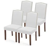DUMOS Moden - Set di 4 sedie da pranzo con gambe in legno e seduta imbottita, per sala da pranzo, cucina, soggiorno, ristorante, colore: grigio