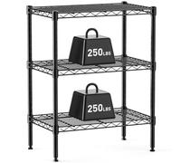 DUMOS Scaffale a 3 ripiani in filo metallico resistente, regolabile, in acciaio, per armadio, cucina, bagno, dispensa, ufficio, 35 x 60 x 76,2 cm