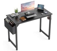 DUMOS Scrivania da ufficio per computer da 101,2 cm, stile semplice e moderno, tavolo da lavoro per studio, per casa, camera da letto, colore nero