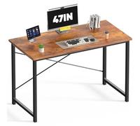 DUMOS Scrivania per computer per ufficio a casa, scrivania moderna, stile moderno semplice per camera da letto, piccolo spazio, grandi scrivanie di lavoro con rinforzo a forma di X, marrone legno