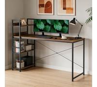 DUMOS Scrivania per computer, scrivania da ufficio, con supporto per cuffie e custodia, piccola scrivania, studio, legno, PC, tavolo, ufficio, casa, ufficio