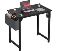 DUMOS Scrivania per computer, scrivania da ufficio, con supporto per cuffie e custodia, piccola scrivania, studio, legno, PC, tavolo, ufficio, casa, ufficio