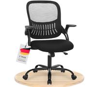 DUMOS Sedia da ufficio ergonomica, con supporto lombare, braccioli regolabili, sedia da ufficio regolabile in altezza, adatta per ufficio e camera da letto (nero)