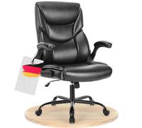 DUMOS Sedia da ufficio in pelle PU, con braccioli rialzati, in pelle, con ruote girevoli, ergonomica, adatta per uffici, casa e altri ambienti