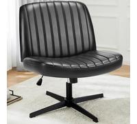 DUMOS Sedia da ufficio senza bracciolo, rialzata e comoda pelle PU Criss Cross Chair, con cuscino di seduta più ampio, adatta per uffici, camera da letto e soggiorno (nero)