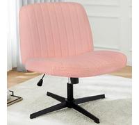 DUMOS Sedia da ufficio senza bracciolo, velluto Teddy e comodo tessuto a rete Criss Cross Chair, con cuscino di seduta più ampio, adatta per uffici, camera da letto e soggiorno (rosa)