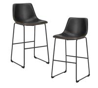 DUMOS Set di 2 sgabelli da bar alti da 76,2 cm, moderni sgabelli alti in ecopelle con schienale e gambe in metallo, sedie da bar per cucina, nero elegante