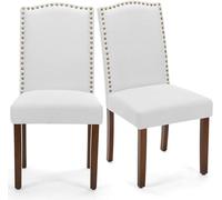 DUMOS Set di 4 sedie da pranzo Parsons, in tessuto, per sala da pranzo, sedie imbottite, con chiodo e gambe in gomma in legno, per cucina, sala da pranzo, soggiorno, camera da letto,