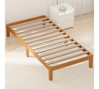 DUMOS Struttura letto matrimoniale in legno, 30,5 cm, piattaforma in legno, materasso con doghe di supporto, senza bisogno di molle, spazio sotto la base, facile da montare, in legno di pino