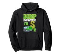Dump Everything I'm 5 Year Old Garbage Truck 5 ° compleanno Felpa con Cappuccio