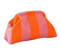 Dumpling Bag pochette a forma di pochette all'uncinetto, blocco di colore per donna, casual, con chiusura a bacio, per una cena elegante, Rosa/Arancione, vedi descrizione