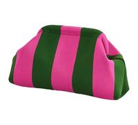 Dumpling Bag pochette a forma di pochette all'uncinetto, blocco di colore per donna, casual, con chiusura a bacio, per una cena elegante, Green Powder, vedi descrizione