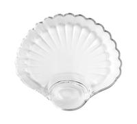 Dumpling Serving Plate - Shell Glass Dish, Sauce Divider Compartment