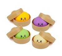 Dumpling Squishy, 4 pezzi Squishy Dumpling con vaporiera, pasta morbida da schiacciare antistress per adulti e bambini, palline antistress Dumpling, giocattolo sensoriale Fidget