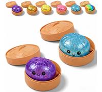 Dumpling Squishy, Squishy Dumpling Toy, Glitter Dumplings Squishiest with Steamer Box, Stress & Anxiety Relief Toys Non-Edible (2Pcs-F)