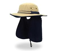 DUMRALBQE Cappello da Pesca Cappello a Secchio con a Corda Impermeabile for la Caccia alla Pesca all'aperto Fisherman Caps Bone da Sole in Montagna in per Ombreggiatura Esterna(Khaki-Dark Blue)