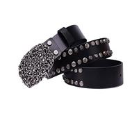 DUMRALBQE Cintura in Pelle Punk Cintura neutra versatile e rivetto personalizzato punk rock Per Jeans e Pantaloni(Schwarz,115cm)