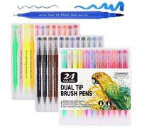 DUMRALBQE Pennarelli Pennarelli a doppia punta for pennarelli a Libri da colorare per Disegnare Graffiti(24 colors)