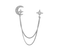 DUMRALBQE Spilla da Abito Giacca da Uomo con Spilla e Stella in Cristallo con Nappa e Spilla(Silver)