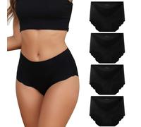 Dumwis Donna Slip Senza Cuciture, Mutande Vita Alta in Microfibra, Culotte Invisibili, Morbide Intimo Sexy Elasticizzate, Comode Mutandine Briefs Pacco da 4 (S-3XL)