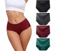 Dumwis Slip Donna Senza Cuciture - Mutande Vita Alta in Microfibra, Culotte Invisibili, Morbide Intimo Sexy Elasticizzate, Comode Mutandine Briefs Pacco da 4 (S-3XL)