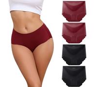 Dumwis Slip Donna Senza Cuciture - Mutande Vita Alta in Microfibra, Culotte Invisibili, Morbide Intimo Sexy Elasticizzate, Comode Mutandine Briefs Pacco da 4 (S-3XL)