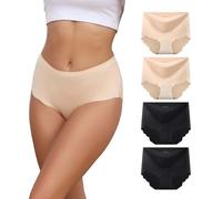 Dumwis Slip Donna Senza Cuciture, Mutande Vita Alta in Microfibra, Culotte Invisibili Morbide Intimo Sexy, Elasticizzate Comode Mutandine Briefs Pacco da 4 (S-3XL)