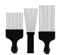 DUMYFENG Confezione da 3 pettini per capelli afro, in metallo, con pugno nero, per capelli afro afro americani, strumento per lo styling dei parrucchieri
