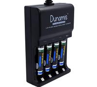 Dunamis - 4 batterie ricaricabili NiMH da 1,2 V AAA 900 mAh e caricabatterie USB, caricabatterie USB, batterie ad alta capacità, adatte per dispositivi ad alto consumo ecc. (4 pezzi + caricabatterie,